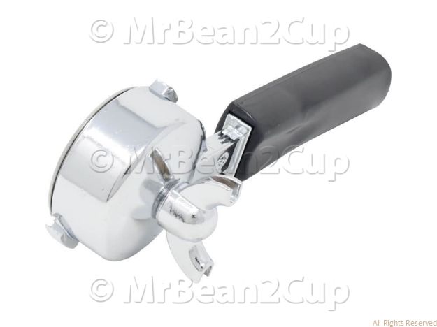 Picture of Chromed/Black Filterholder with 2 cup Pressurized basket with Double Spout